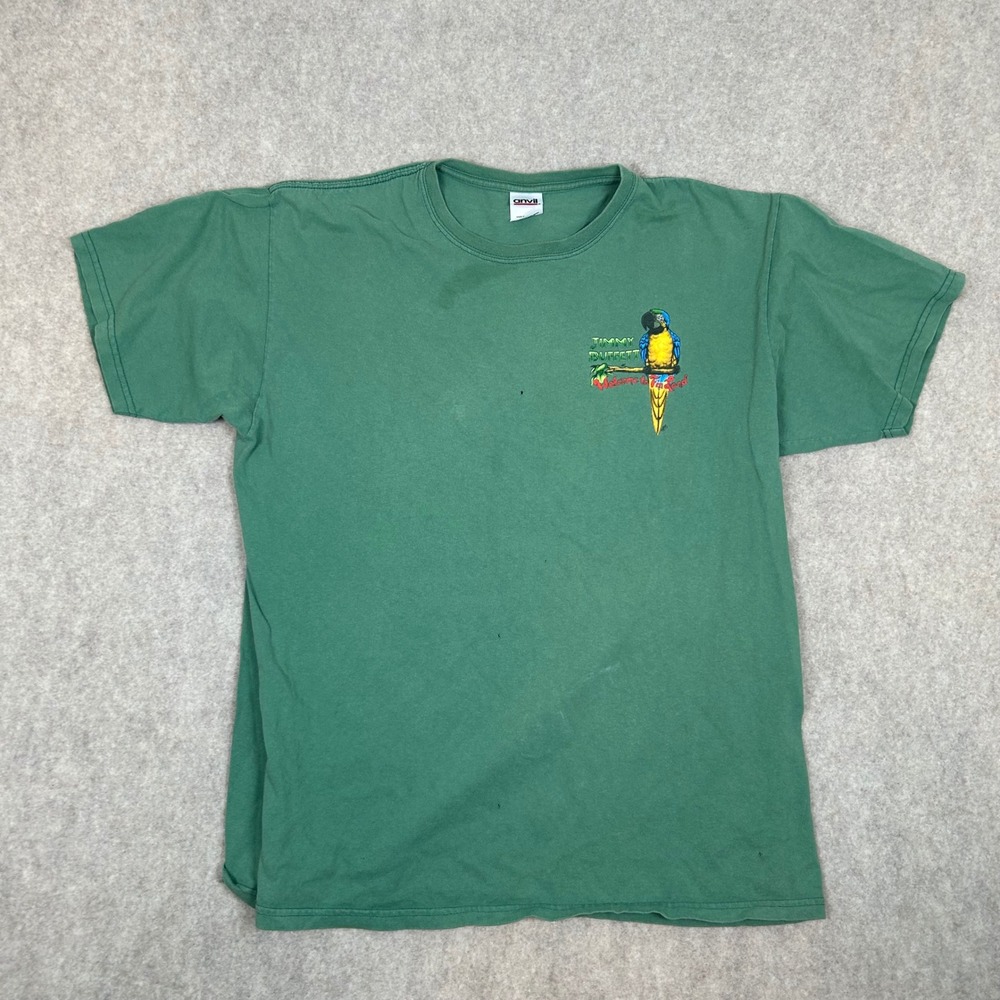 Jimmy Buffett T-Shirt Mens XL Green Welcome to Fin Land Tour 2011 Parrot Graphic